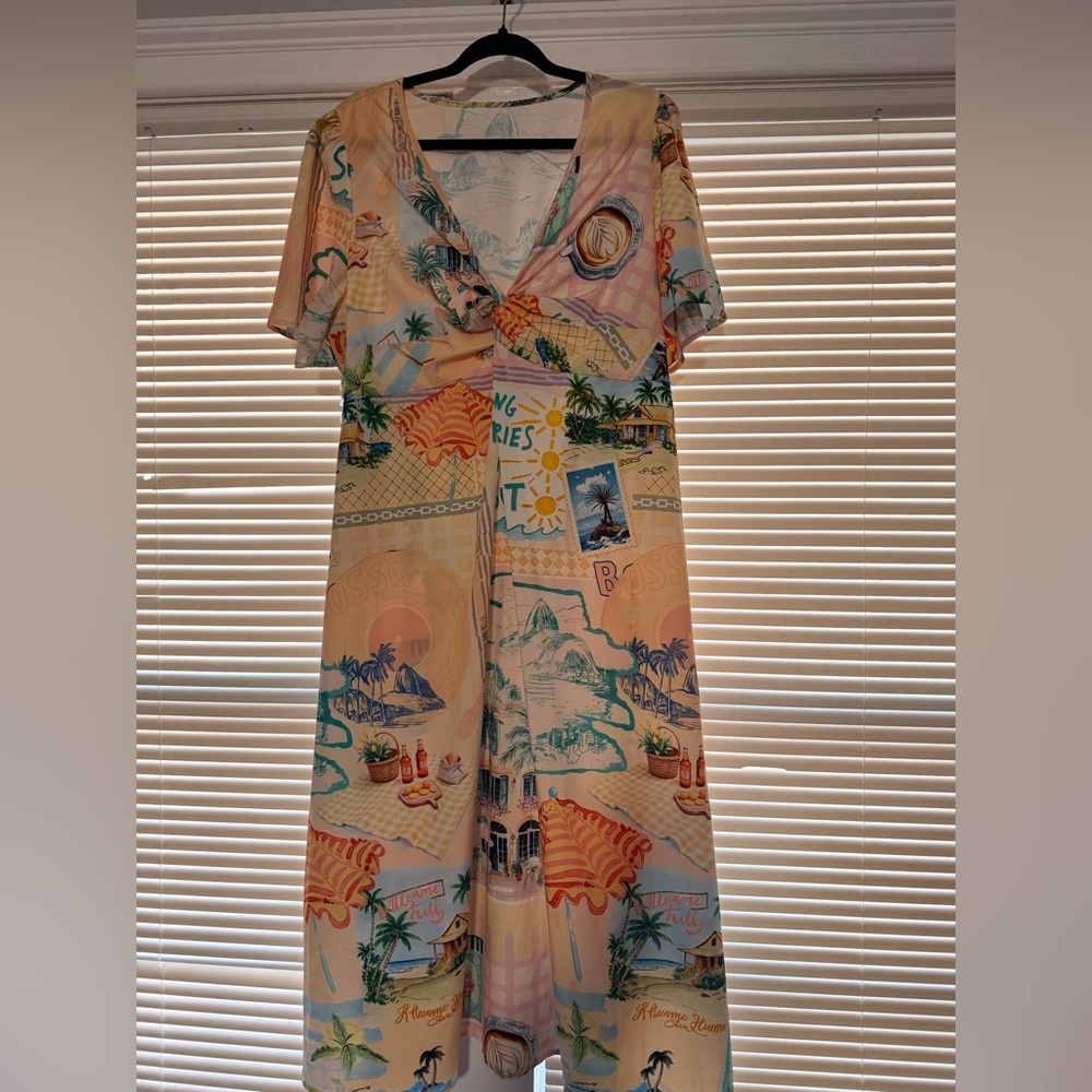 SHEIN Scenic Print Midi Dress